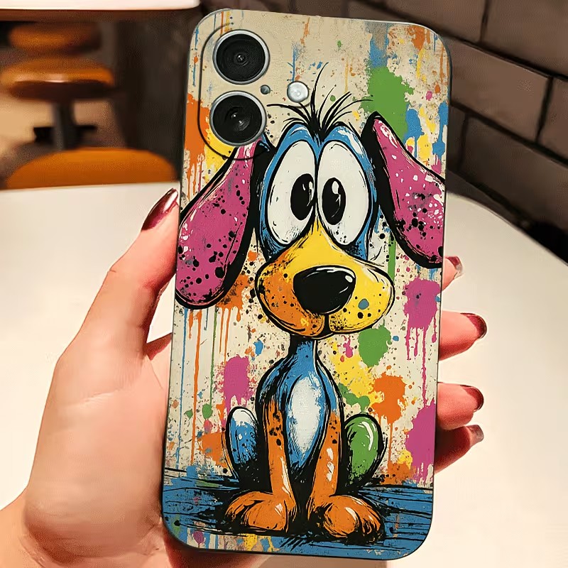 Apple Iphone 15 Pro Max - Casing HP TPU Motif Anjing Warna-Warni