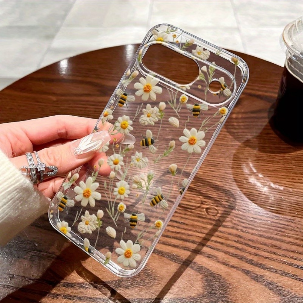 Google Pixel 8A - Casing Ponsel Bening Lembut Pola Bunga